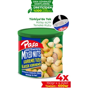 Paşa Kuruyemiş Kavrulmuş Karışık Kuruyemiş Teneke Kutu 150 gr x 4 Adet (1. Kalite)