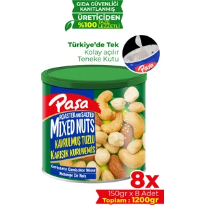 Paşa Kuruyemiş Kavrulmuş Karışık Kuruyemiş Teneke Kutu 150 gr x 8 Adet (1. Kalite)