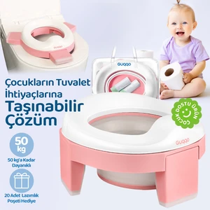 Lazımlık, Portatif Katlanabilir Taşınabilir Seyahat Çocuk Tuvaleti, Klozet Adaptörü, Pembe