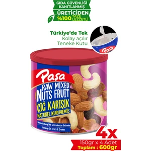 Paşa Kuruyemiş Çiğ Karışık Naturel Kuruyemiş Teneke Kutu 150 gr x 4 Adet