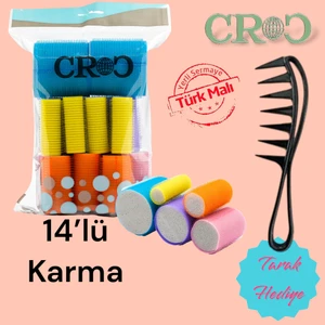 1210 Cırtlı Sünger Bigudi 14lü Karma Paket
