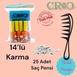 Karma Paket Cırtlı Sünger Bigudi 14'lü + 25'li Alüminyum Saç Pensi