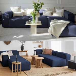 Edsy Home Mira Relax 4 Modül Köşe Koltuk (Lacivert ) Keten Kumaş