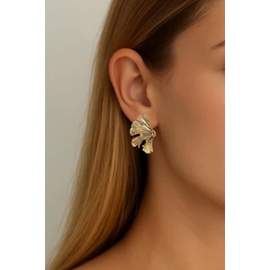 Gold Çizgili Çiçek Küpe