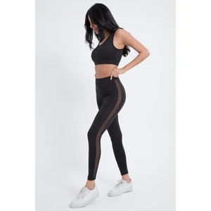 Yanı Tüllü Mesh Panel Spor Kadın Tayt 5034