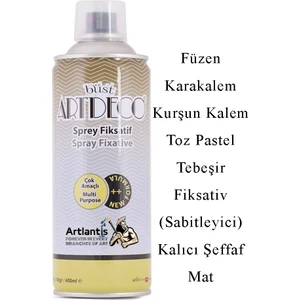 Fiksatif 400 ml Sprey Artdeco 1 Adet Füzen Karakalem Toz Pastel Tebeşir Sabitleyici Kalıcı Şeffaf Mat