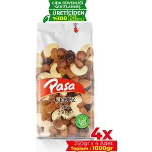 Paşa Kuruyemiş Çiğ Karışık Naturel Kuruyemiş 250 gr x 4 Adet (1 kg Toplam)