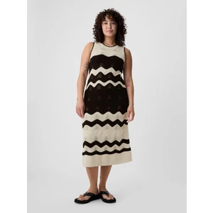 Kadın Siyah Kroşe Örgü Midi Triko Elbise