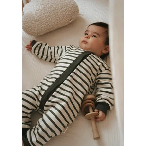 Çizgili Triko Tulum Haki Yeşil