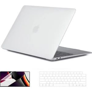 Apple MacBook Air 13.6 M4 2025 Darbelere Dayanıklı Buzlu Matte Ön Arka Kapak Kılıf ve Koruyucu Set