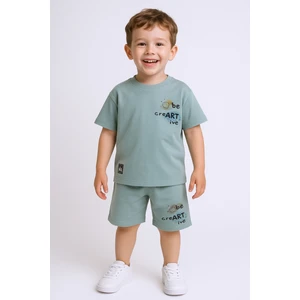 Erkek Çocuk Şortlu Takım Sırt Baskılı Oversize Kalıp D45