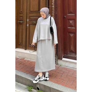 Kristal Etekli Takım Gri