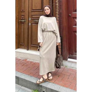 Kristal Etekli Takım Bej