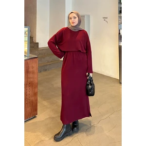 Kristal Etekli Takım Bordo