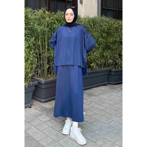 Kristal Etekli Takım Lacivert