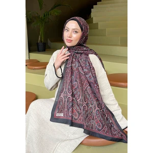 Retro Desen Soft Şal Bordo