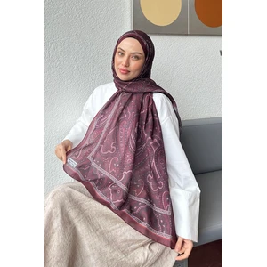 Retro Desen Soft Şal Bordo