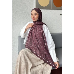 Retro Desen Soft Şal Koyu Bordo