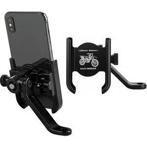 Dikiz Ayna Bağlantılı Metal Ayarlanabilen Motorsiklet Bisiklet Telefon Tutucu 360 Derece Dönen