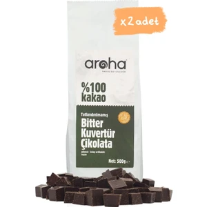 %100 Kakao Tatlandırılmamış Bitter Kuvertür Çikolata 2'li Paket (500 g x 2 Adet)