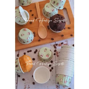 Trend Hediye Sepeti Dondurma Desenli Kek Baskılı Mint Yeşili Muffin Cupcake Kalıbı Kek Kapsülü 50'li