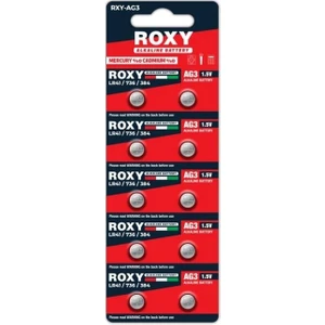Roxy Rxy-Ag3 LR41 736 384 Alkalin Pil 10 Lu Paket Düğme Pil 1.5 Volt