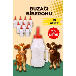 10 Adet Buzağı Biberon Dana Süt Biberonu 2.5 Litre Büyükbaş Inek Sığır Manda Yavrusu Için Süt Içirme