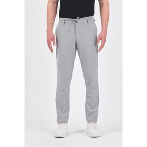 Theseason Erkek Açık Gri Likralı Kırışmaz Lastikli Comfort Fit Chino Pantolon