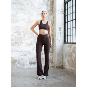 Kahverengi Bir Beden Ince Gösteren Ispanyol Paça Spor Tayt Pantolon