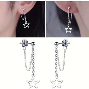 Gümüş Çelik Sallantılı Yıldız Küpe