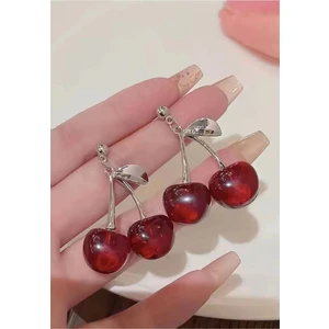 Gümüş Twin Cherry Kiraz Küpe
