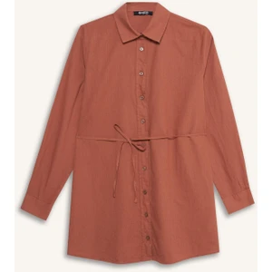 Regular Fit Poplin Bağlamalı Uzun Kollu Gömlek Tunik D4160AX25SM