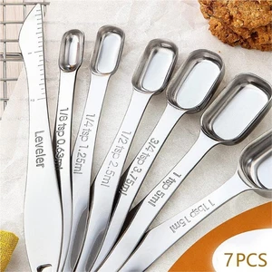 De Beers Paslanmaz Çelik Ölçü Kaşıkları 7'li Set Dikdörtgen Metal Çay Kaşığı ve Yemek Kaşığı Ölçü Kaşıkları Yuvalama Mutfak Aletleri (Yurt Dışından)
