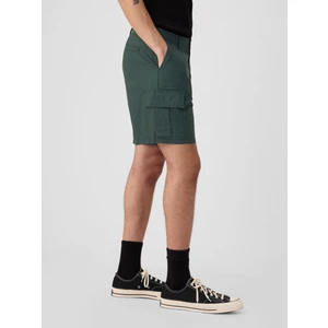 Erkek Yeşil 8" Keten Karışımlı Kargo Şort