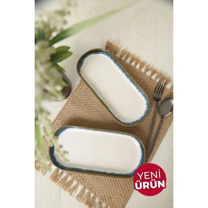 Reaktif Kobalt Noyan Kayık Tabak 26 cm 2 Adet Q82