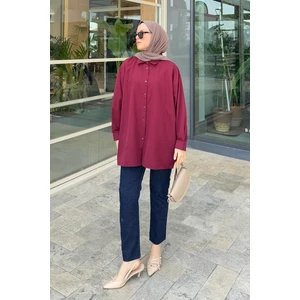 Oversize Gömlek Bordo