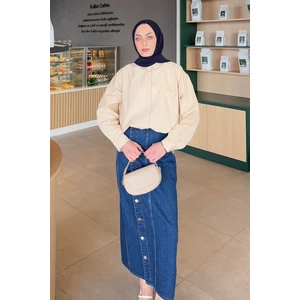 Lena Oversize Gömlek Bej