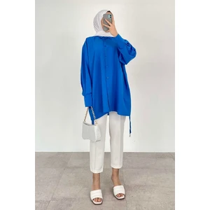 Oversize Gömlek Saks Mavisi