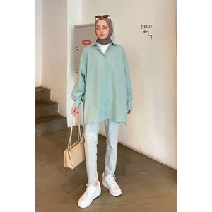 Oversize Gömlek Mint Yeşili