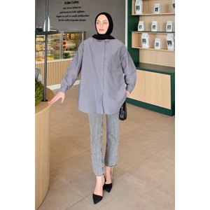 Lena Oversize Gömlek Füme