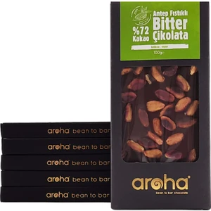 %72 Kakao Antep Fıstıklı Bitter Çikolata 6'lı Paket (100 g x 6 Adet)