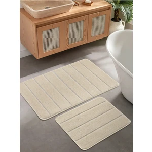 Doğal Kaymaz Taban Banyo Paspas Set Yumuşak Dokulu Su Emici Yıkanabilir Yeni Çizgili Set 50X80-50X40