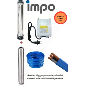 Impo Sk 404/18 Technoplast Başlıklı Derin Kuyu  2 Hp Monofaze Motorlu 30 mt Kablolu Panolu Dalgıç Pompa