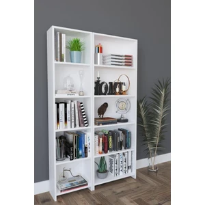 Kzy Mobilya Beyaz 10 Raflı Kitaplık Modern Tasarım 169 cm Yükseklik 20 cm Derinlik