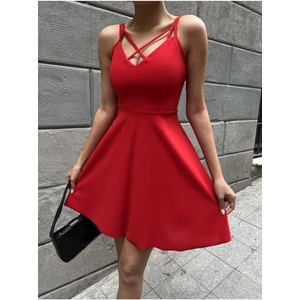 Kadın Şık Askılı Göğüs Detaylı Kloş Elbise Doğum Günü Elbisesi, Party Elbisesi Gece Elbisesi