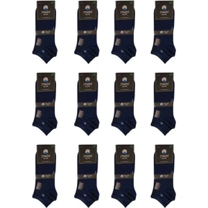 Eymen Socks 12'li Lüks Kutulu Bambu Erkek Patik Çorap Tek Renk Lacivert – Dikişsiz, Nefes Alan ,taç Desenli