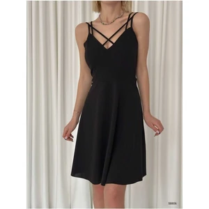 Kadın Şık Askılı Göğüs Detaylı Kloş Elbise Doğum Günü Elbisesi, Party Elbisesi Gece Elbisesi