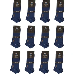 Eymen Socks 12'li Lüks Kutulu Bambu Erkek Patik Çorap Tek Renk Füme – Dikişsiz, Nefes Alan ,taç Desenli