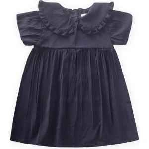 Yakalı Modal Elbise 2-10 Yaş Lacivert