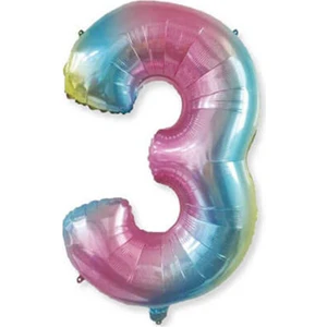 Parti Adresi Rakam Folyo Balon 3 Gökkuşağı Renk 86 cm - 34”